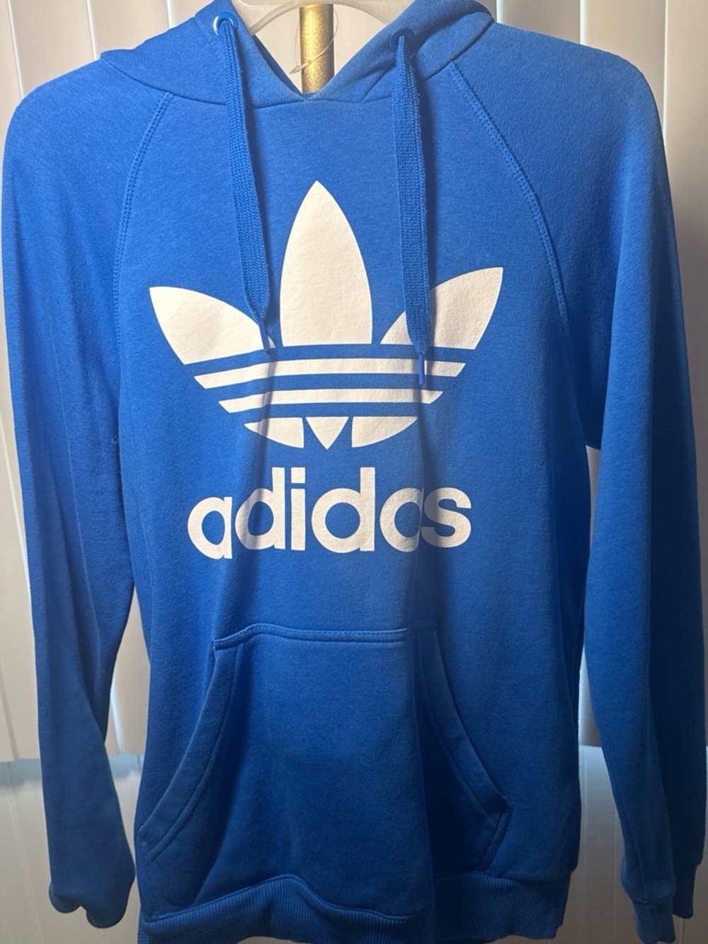 adidas Royal Blue Trefoil Pullover Hoodie with White Logo